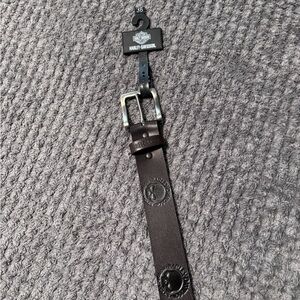 Harley-Davidson Black Leather Belt with Silver Buckle